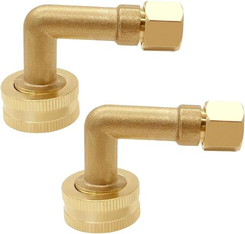 Joywayus Brass 3/8" Compression x 3/4" GHT Dishwasher Swivel Connector Elbow Hose Fitting Adapter (Pack of 2) in Kuwait
