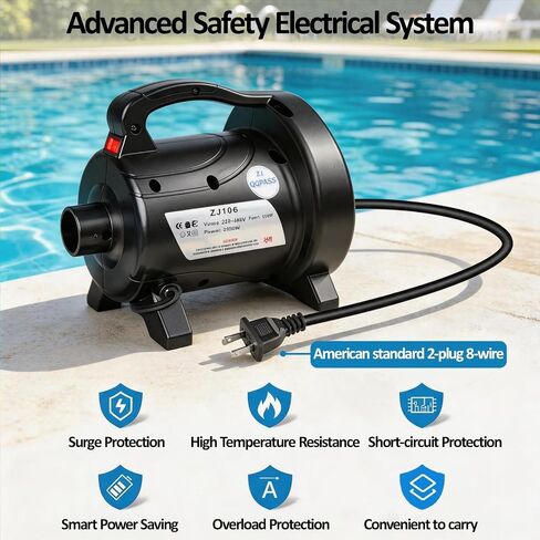 1200W Fast Electric Air Pump, Dual Nozzles for Inflatable Mirror Ball,Mattress, Pool Floats, Rafts, Quick Inflation Deflation, Portable Travel Pump in Kuwait