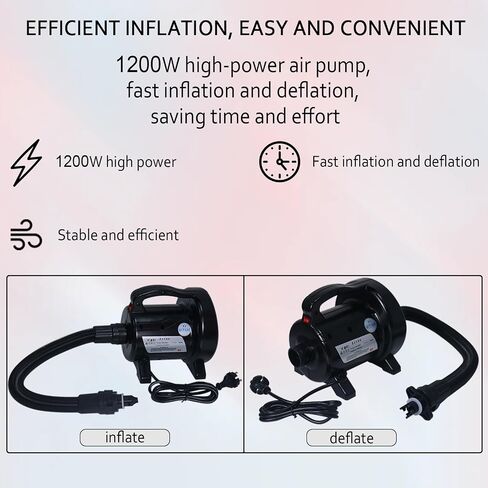 1200W Fast Electric Air Pump, Dual Nozzles for Inflatable Mirror Ball,Mattress, Pool Floats, Rafts, Quick Inflation Deflation, Portable Travel Pump in Kuwait