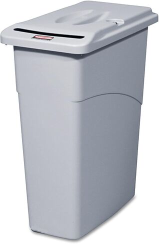 Rubbermaid 9W15LGY Slim Jim Confidential Document Receptacle w/Lid, Rectangle, 23gal, Light Gray in Kuwait