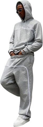 VIPWOLF Men's 2 Piece Sweat Sets Y2K Outfits Drawstring Hoodie Sweatshirts and Baggy Sweatpants in Kuwait