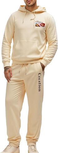 Men's Fleece Tracksuit Set – PARIS Print Hoodie & Drawstring Jogger Sweatpants in Kuwait