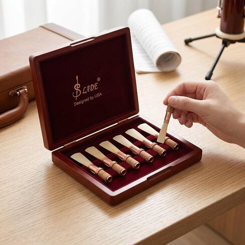 Haofy Bassoon Reed Case with Magnetic Clasp, Wooden Bassoon Reed Storage Box 4.65x3.94x0.94in Black Velvet Lining for Musicians in Kuwait