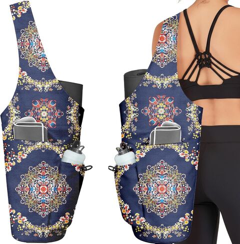 حقيبة يوجا للنساء، حقيبة كبيرة لبساط اليوجا مع جيب رطب وجاف، حامل زجاجة مياه وحزام قابل للتعديل، تناسب سجادة اليوجا بسمك 1/2 بوصة للصالة الرياضية والبيلاتيس والسفر والعمل in Kuwait