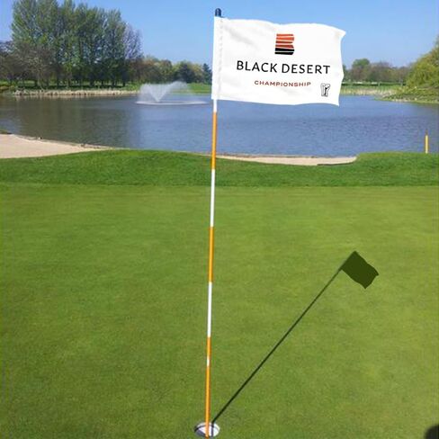 Black Dersert Championship Golf Club Golf Pin Flag Practic Putting Green Golf Flag For Backyard Garden Double-Sewn 420D Nylon Regulation Tube Flag (White, 20"x13") in Kuwait