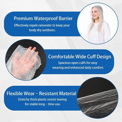 2 Sets Rain Ponchos Disposable & Shoe Covers Waterproof Emergency Clear Rain Poncho with Elastic Shoe Covers for Outdoor Camping Hiking Theme Parks Travel Men Women Daily Use in Kuwait