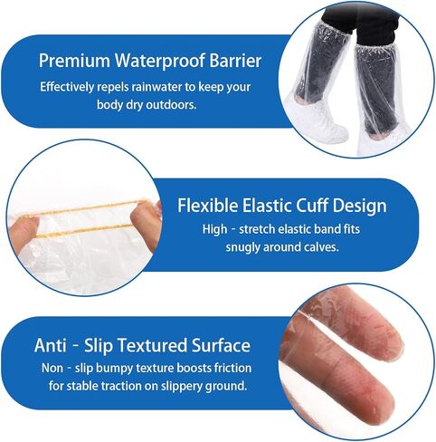 2 Sets Rain Ponchos Disposable & Shoe Covers Waterproof Emergency Clear Rain Poncho with Elastic Shoe Covers for Outdoor Camping Hiking Theme Parks Travel Men Women Daily Use in Kuwait