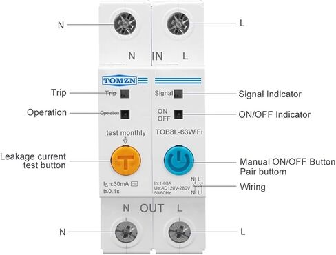 63A Ewelink Single Phase Energy Meter Kwh Metering Monitoring Circuit Breaker Timer Relay with Leakage Protection in Kuwait