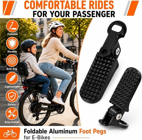 أوتاد قدم الركاب قابلة للطي لـ Ridstar Q20، Lectric XP 4، Segway Xyber، Wallke H9 AWD، Hurley Big Swell، مساند قدم للركاب من الألومنيوم قابلة للطي غير قابلة للانزلاق متوافقة مع دراجات الشحن الإلكترونية in Kuwait