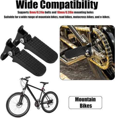 Penitue 2pcs أوتاد قدم الدراجة مع مسامير التثبيت لEbike Ridstar Q20، أوتاد قدم الركاب قابلة للطي، دواسات راحة غير قابلة للانزلاق للدراجة الكهربائية والدراجات الترابية MTB للدراجات النارية سكوتر in Kuwait