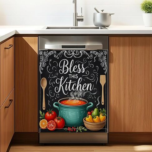 Farm Chicken Dishwasher Magnet Cover for Kitchen Décor | Polyester Dishwasher Magnet Panel with Edge Magnetic Strips, Easy Install Kitchen Appliance in Saudi Arabia