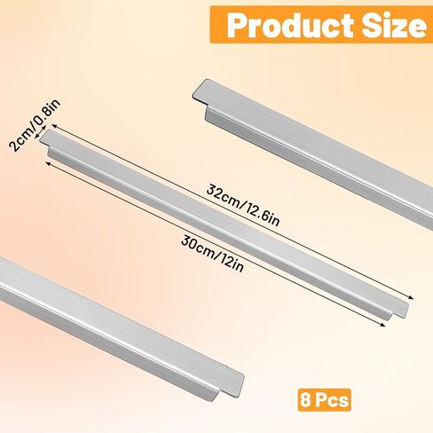 8 Pack 12 Inch Stainless Steel Adapter Bar, Heavy Duty Steam Table Divider for 1/2 Size Hotel Pans, Commercial Food Service Accessories for Restaurant Kitchen Catering in Kuwait