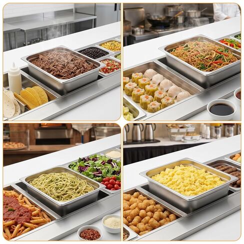8 Pack 12 Inch Stainless Steel Adapter Bar, Heavy Duty Steam Table Divider for 1/2 Size Hotel Pans, Commercial Food Service Accessories for Restaurant Kitchen Catering in Kuwait