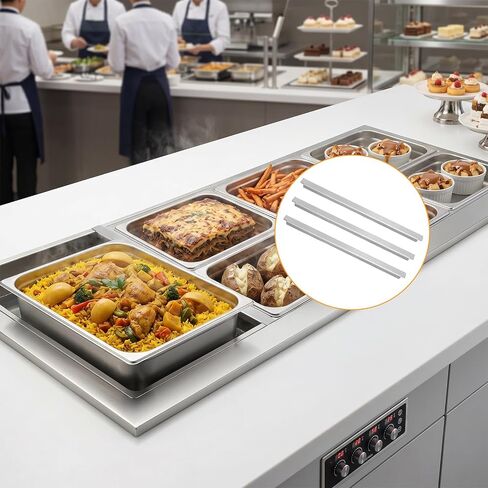 8 Pack 12 Inch Stainless Steel Adapter Bar, Heavy Duty Steam Table Divider for 1/2 Size Hotel Pans, Commercial Food Service Accessories for Restaurant Kitchen Catering in Kuwait