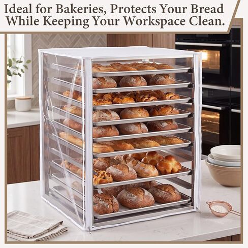 LemonRoad 1 Pcs 10 Tier Speed Rack Cover, Clear PVC Bun Bakery Rack Cover 23"w x 28"L x 33"h, Transparent Waterproof Bread Cart Dust Proof with 3 Zipper Access for Commercial Kitchen & Bakery in Kuwait