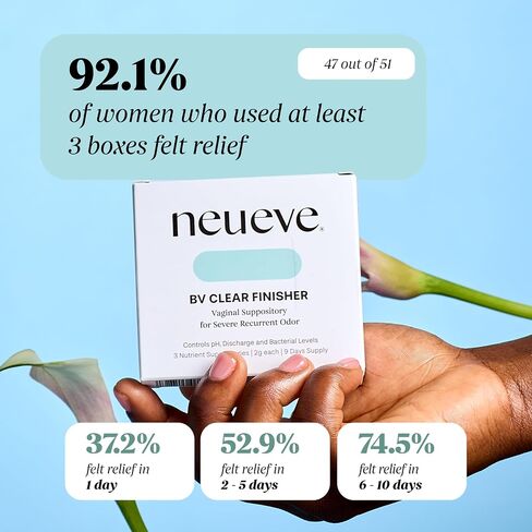 NeuEve BV Clear Finisher, Advanced Relief Suppositories for Stubborn Bacterial Vaginosis in Women Under 45, 3 Count (New Packaging) in Kuwait