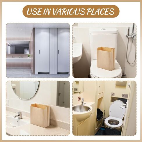 Waxed Kraft Sanitary Napkin Disposal Bags 7.5x10x3.5 Inch Feminine Hygiene Liners for Commercial Business Restroom Bathroom Personal Use Kraft Bag (300 Pcs) in Kuwait