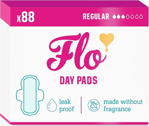 Flo - Night Menstrual Pads (80 Pack) - Organic Bamboo Period Pads for Women - Heavy Flow - Leak Locking - Winged, Ultra-Thin - Absorbent, Soft & Breathable - Plant Based – Vegan, Cruelty Free in Saudi Arabia