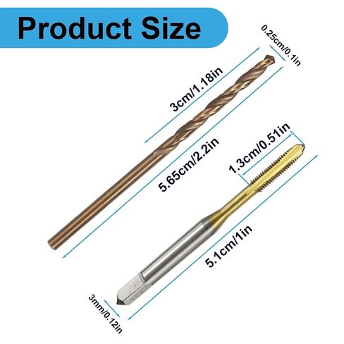 8Pcs Metric Tap & Drill Bit Set,M3×0.5 Spiral Point Thread Tap,2.5mm Twist Drill Bits Roasted Yellow, Screw Tapping Threading Tools,Precision Metalworking,Model Making & DIY Projects ﻿ in Kuwait