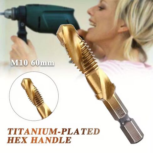 6PCS Drill Tap Combination Bit Set Efficient Screw Tapping Durable Multi Size for Metal Wood Plastic Home Repair Automotive, Golden in Kuwait
