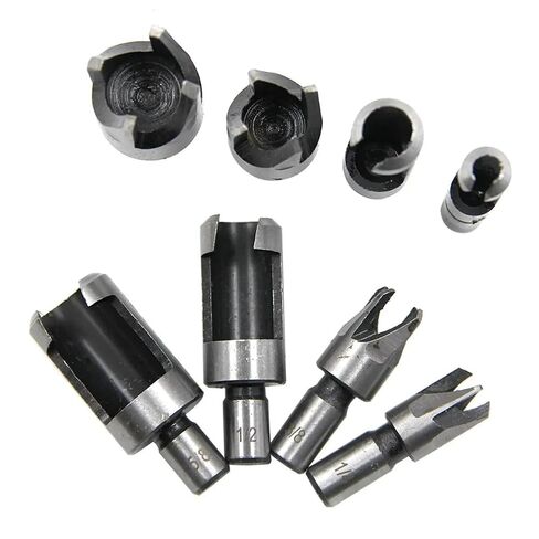 8 Pack Wood Plug Cutter Drill Bit Set, 4 Sizes Straight and Tapered Plug Cutters for DIY Woodworking Projects (Black) in Kuwait