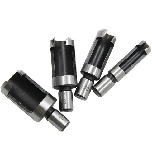 8 Pack Wood Plug Cutter Drill Bit Set, 4 Sizes Straight and Tapered Plug Cutters for DIY Woodworking Projects (Black) in Kuwait