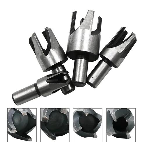 8 Pack Wood Plug Cutter Drill Bit Set, 4 Sizes Straight and Tapered Plug Cutters for DIY Woodworking Projects (Black) in Kuwait