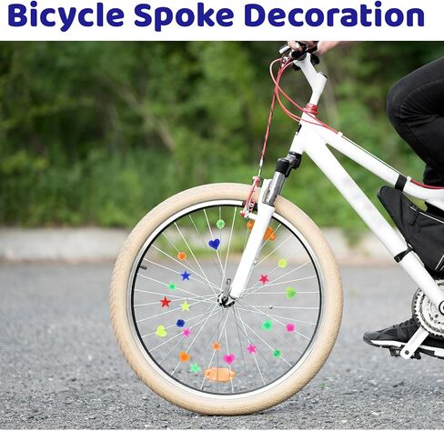 216 Pcs Bike Wheel Spokes Beads, Colorful Bicycle Clip Beads Plastic Clip Wheel Reflectors Bicycle Bike Spoke Decorations Bicycles Spokes Accessories(Assorted Colors and 3 Shapes) in Kuwait