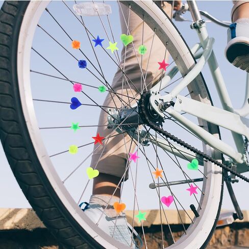 216 Pcs Bike Wheel Spokes Beads, Colorful Bicycle Clip Beads Plastic Clip Wheel Reflectors Bicycle Bike Spoke Decorations Bicycles Spokes Accessories(Assorted Colors and 3 Shapes) in Kuwait