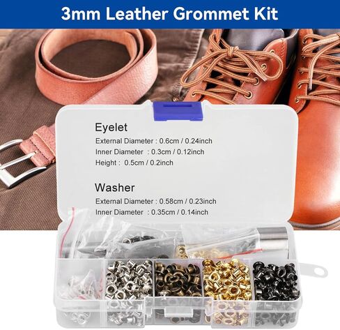 420PCS 3mm Grommets Eyelets Kit with 3pcs Handwork Tools, Eyelet Grommet Washer Set 3mm 1/8" Grommet Tool Kit Eyelet Setting Tool for Leather Craft Clothes Sewing in Kuwait