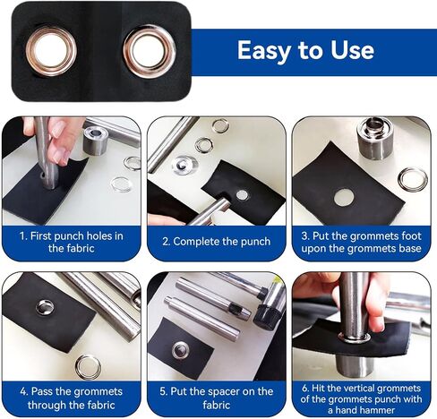 420PCS 3mm Grommets Eyelets Kit with 3pcs Handwork Tools, Eyelet Grommet Washer Set 3mm 1/8" Grommet Tool Kit Eyelet Setting Tool for Leather Craft Clothes Sewing in Kuwait