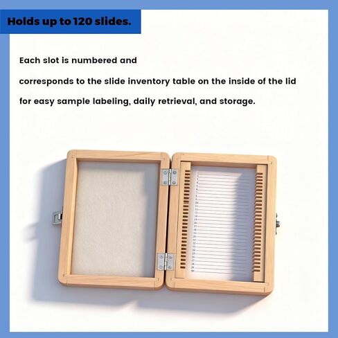 صندوق تخزين شرائح المجهر الخشبي | قفل بمزلاج، يحمل 100 شريحة، مختبر وتعليم in Kuwait