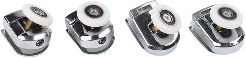 4-Pack Shower Door Rollers With 25Mm Wheels, Adjustable Top And Spring Loaded Bottom Runners with Anti Collision Block and Screws Zinc Alloy Shower Glass Door Rollers Replacement in Kuwait