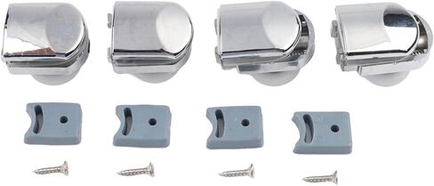 4-Pack Shower Door Rollers With 25Mm Wheels, Adjustable Top And Spring Loaded Bottom Runners with Anti Collision Block and Screws Zinc Alloy Shower Glass Door Rollers Replacement in Kuwait