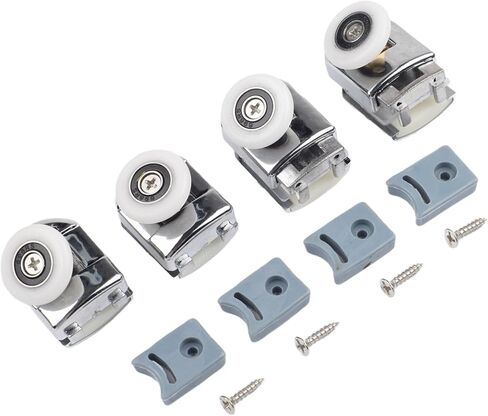 4-Pack Shower Door Rollers With 25Mm Wheels, Adjustable Top And Spring Loaded Bottom Runners with Anti Collision Block and Screws Zinc Alloy Shower Glass Door Rollers Replacement in Kuwait