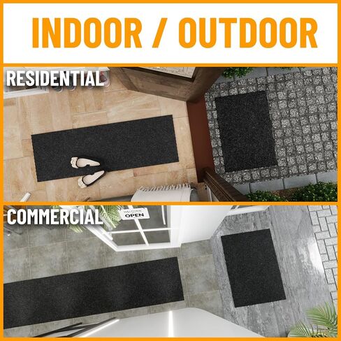 Ottomanson Commercial Scrape Rib Entry Mat – Heavy Duty Ribbed Floor Mat for High Traffic – Non Slip Rubber Back, Waterproof – Indoor Outdoor Use for Offices, Schools, Lobbies, 2'7" x 9', Black in Kuwait