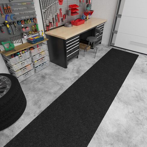 Ottomanson Commercial Scrape Rib Entry Mat – Heavy Duty Ribbed Floor Mat for High Traffic – Non Slip Rubber Back, Waterproof – Indoor Outdoor Use for Offices, Schools, Lobbies, 2'7" x 9', Black in Kuwait