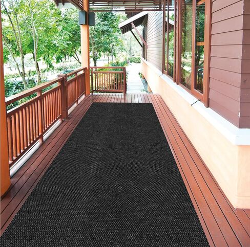 Ottomanson Commercial Scrape Rib Entry Mat – Heavy Duty Ribbed Floor Mat for High Traffic – Non Slip Rubber Back, Waterproof – Indoor Outdoor Use for Offices, Schools, Lobbies, 2'7" x 9', Black in Kuwait