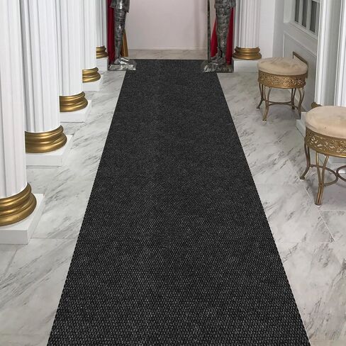 Ottomanson Commercial Scrape Rib Entry Mat – Heavy Duty Ribbed Floor Mat for High Traffic – Non Slip Rubber Back, Waterproof – Indoor Outdoor Use for Offices, Schools, Lobbies, 2'7" x 9', Black in Kuwait