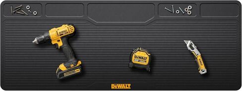 DEWALT Workbench Mat 18x48 in – Heavy Duty 3mm Silicone Work Bench Mat with SAE & Metric Rulers, Oil Heat Chemical Resistant, Non-Slip Grip, Built-in Parts Slots, Workbench Protector Mat, Black in Kuwait