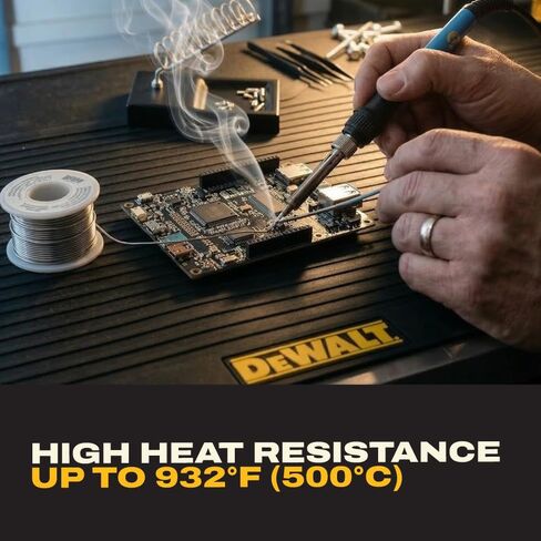 DEWALT Workbench Mat 18x48 in – Heavy Duty 3mm Silicone Work Bench Mat with SAE & Metric Rulers, Oil Heat Chemical Resistant, Non-Slip Grip, Built-in Parts Slots, Workbench Protector Mat, Black in Kuwait