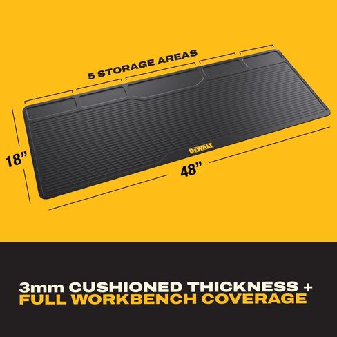 DEWALT Workbench Mat 18x48 in – Heavy Duty 3mm Silicone Work Bench Mat with SAE & Metric Rulers, Oil Heat Chemical Resistant, Non-Slip Grip, Built-in Parts Slots, Workbench Protector Mat, Black in Kuwait