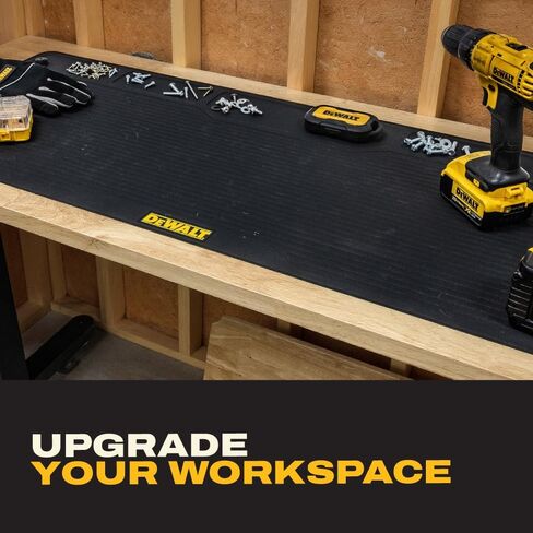 DEWALT Workbench Mat 18x48 in – Heavy Duty 3mm Silicone Work Bench Mat with SAE & Metric Rulers, Oil Heat Chemical Resistant, Non-Slip Grip, Built-in Parts Slots, Workbench Protector Mat, Black in Kuwait