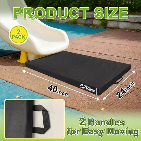 JZHLLA 2 PCS Outdoor Playground Mat 1.96 Inch Thick Foam Playground Protection Mats with Waterproof Oxford Cover for Swingsets and Slides, Increase the Buffer 40" L X 24" W in Kuwait