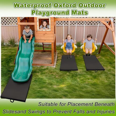 JZHLLA 2 PCS Outdoor Playground Mat 1.96 Inch Thick Foam Playground Protection Mats with Waterproof Oxford Cover for Swingsets and Slides, Increase the Buffer 40" L X 24" W in Kuwait