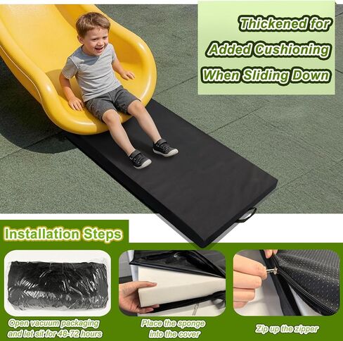 JZHLLA 2 PCS Outdoor Playground Mat 1.96 Inch Thick Foam Playground Protection Mats with Waterproof Oxford Cover for Swingsets and Slides, Increase the Buffer 40" L X 24" W in Kuwait
