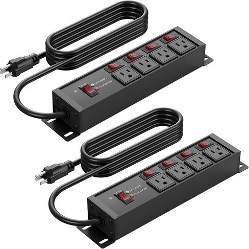 CCCEI CCCEI 2PCS Heavy Duty Power Strip Surge Protector 20 AMP Individual Switches. 15FT 12 Gauge Extension Cord with Multiple Outlets. Garage, Shop, Industrial Wall Mount Electric Extender, Yellow. in Saudi Arabia