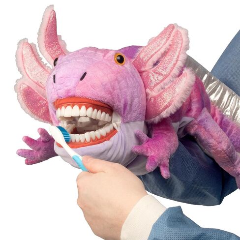 Practi Pals Lolly Axolotl Dental Hygiene Puppet, Dental Educational Plush Doll, Oral Health Teaching Aid with Fully Flossable Typodont in Kuwait