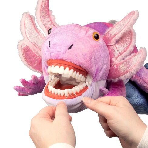 Practi Pals Lolly Axolotl Dental Hygiene Puppet, Dental Educational Plush Doll, Oral Health Teaching Aid with Fully Flossable Typodont in Kuwait