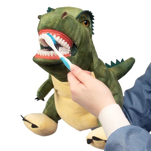 Practi Pals Tucker T-Rex Dental Hygiene Puppet, Dental Educational Plush Doll, Oral Health Teaching Aid with Fully Flossable Typodont in Kuwait